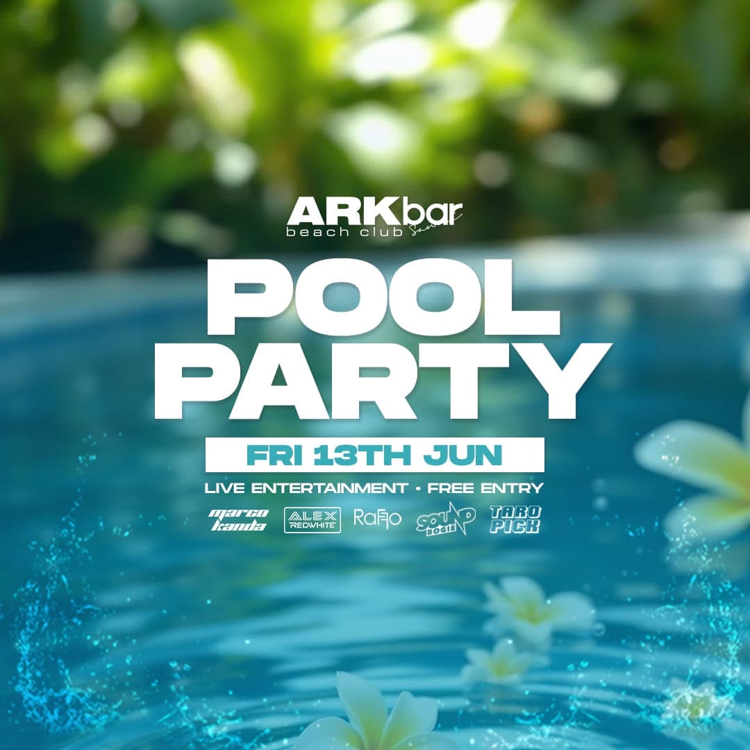 ARKbar Beach Club Pool Party on 13 June 2025 in Koh Samui, Thailand, with DJs, entertainment, and vibrant Friday beach vibes