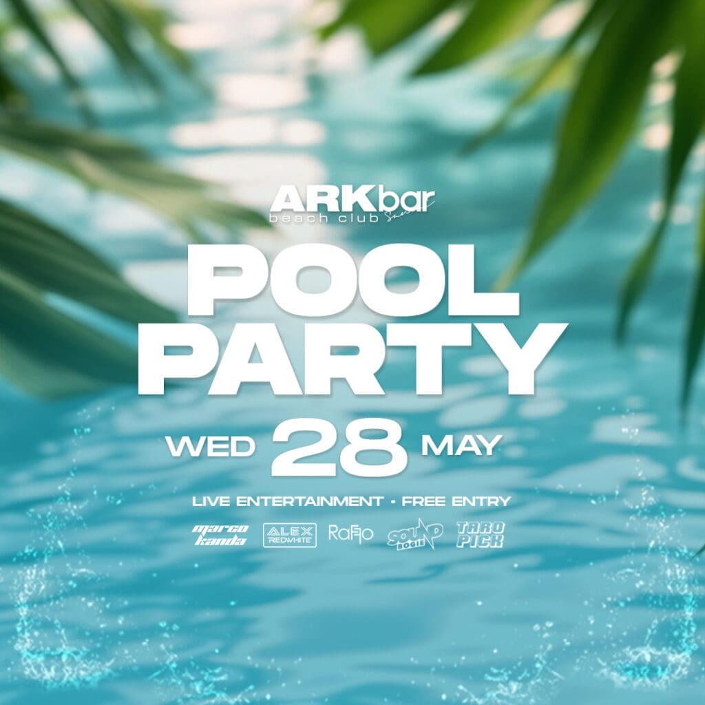 ARKbar Beach Club Pool Party on 28 May 2025 in Koh Samui, Thailand, with local DJs, live entertainment, and the best pool party atmosphere in Chaweng