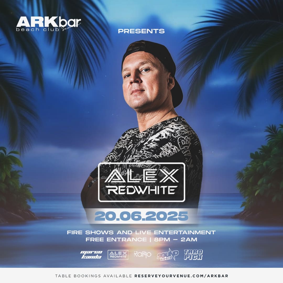Alex Redwhite performing at ARKbar Beach Club on 20 June 2025 during Beach Festival night event in Koh Samui