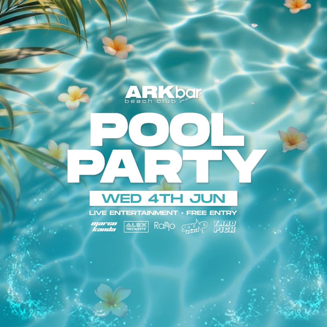 ARKbar Beach Club Pool Party on 4 June 2025 in Koh Samui, Thailand, featuring local DJs, live entertainment, and the best pool party in Chaweng