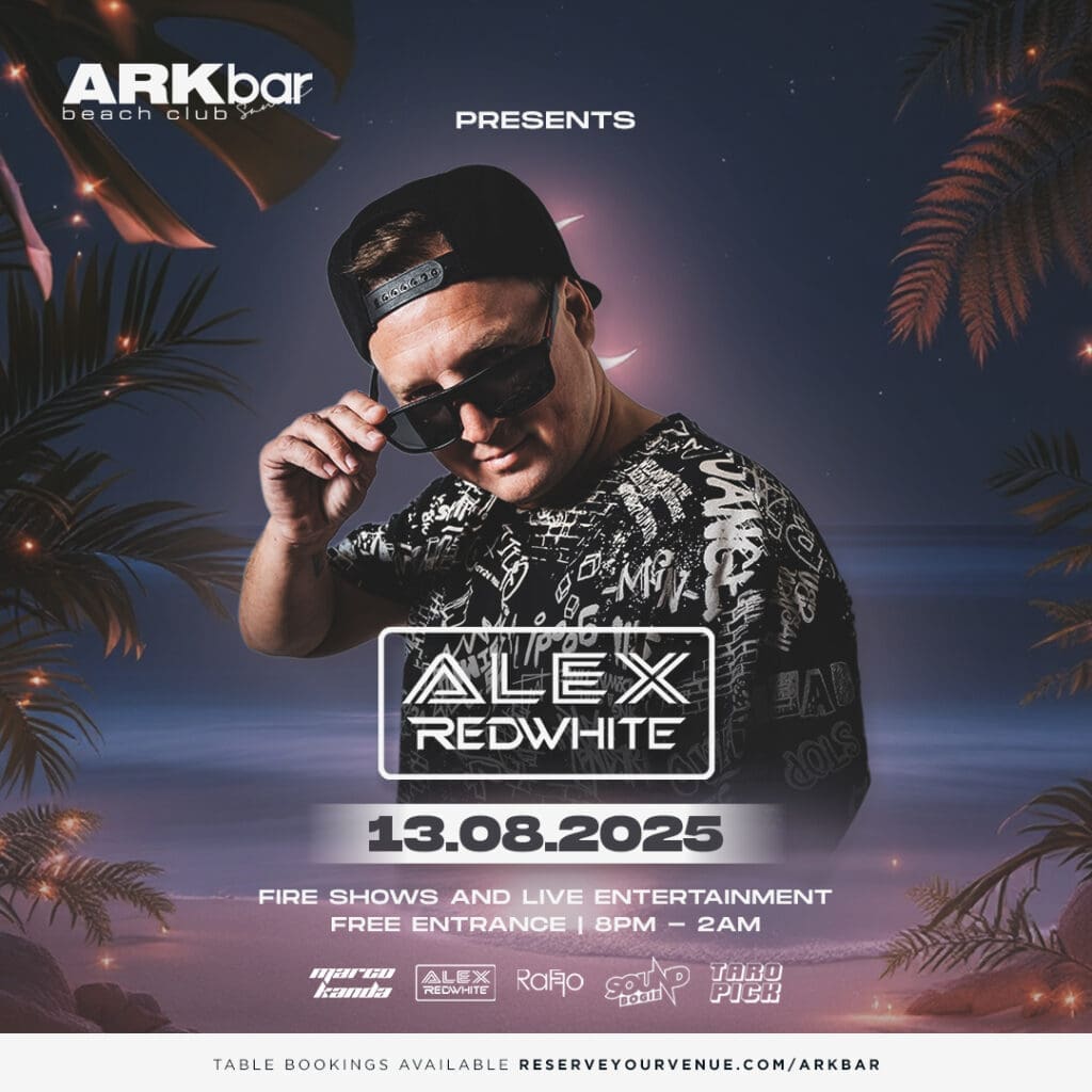 DJ Alex Redwhite at ARKbar Beach Club Koh Samui – 13 August 2025, night beach party with fire shows