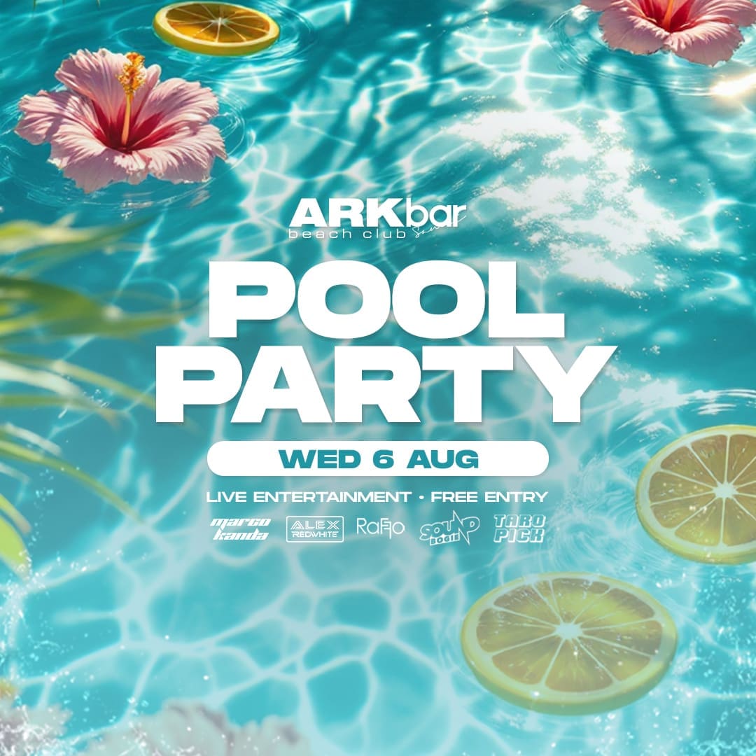 ARKbar Pool Party on 6 August 2025 with lemon floats and hibiscus flowers