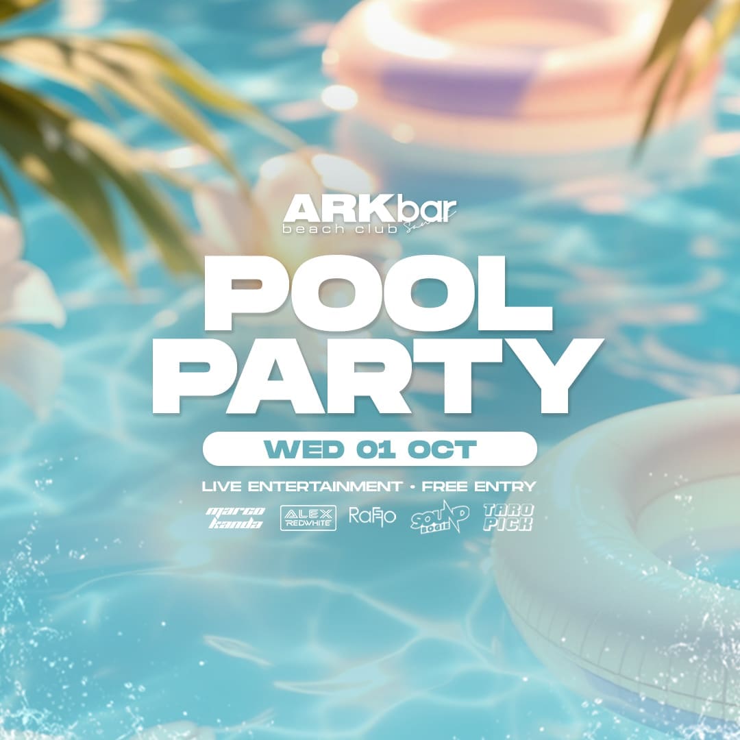Inflatable floaties and pool party setup for ARKbar Pool Party on Wednesday, 1 October 2025