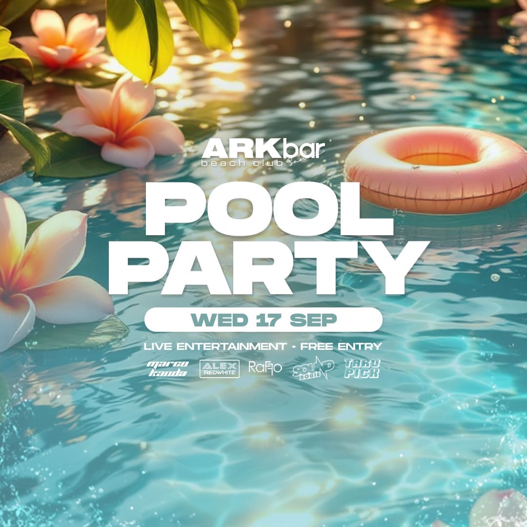 Pool Party with plumeria flowers and floaties in the pool on Wednesday, 17 September 2025