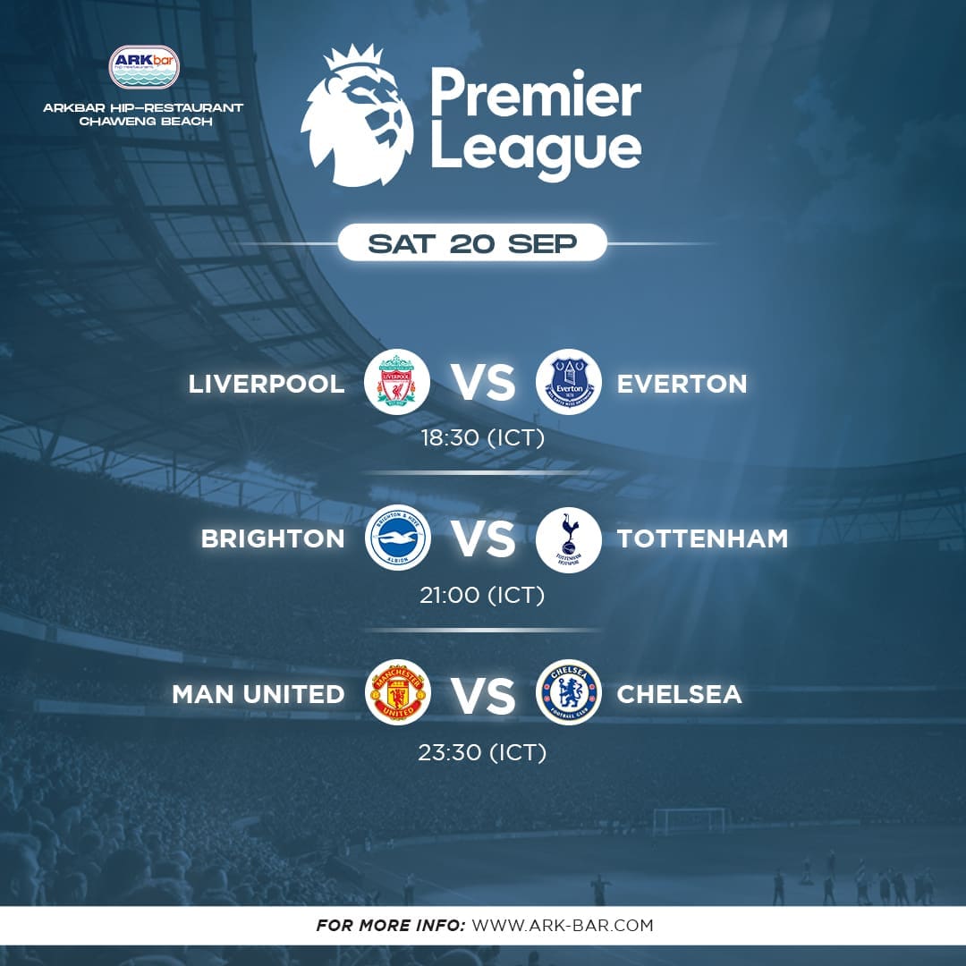 Premier League matches at HIP Restaurant on 20 September 2025 including Liverpool vs Everton, Brighton vs Tottenham, and Man United vs Chelsea