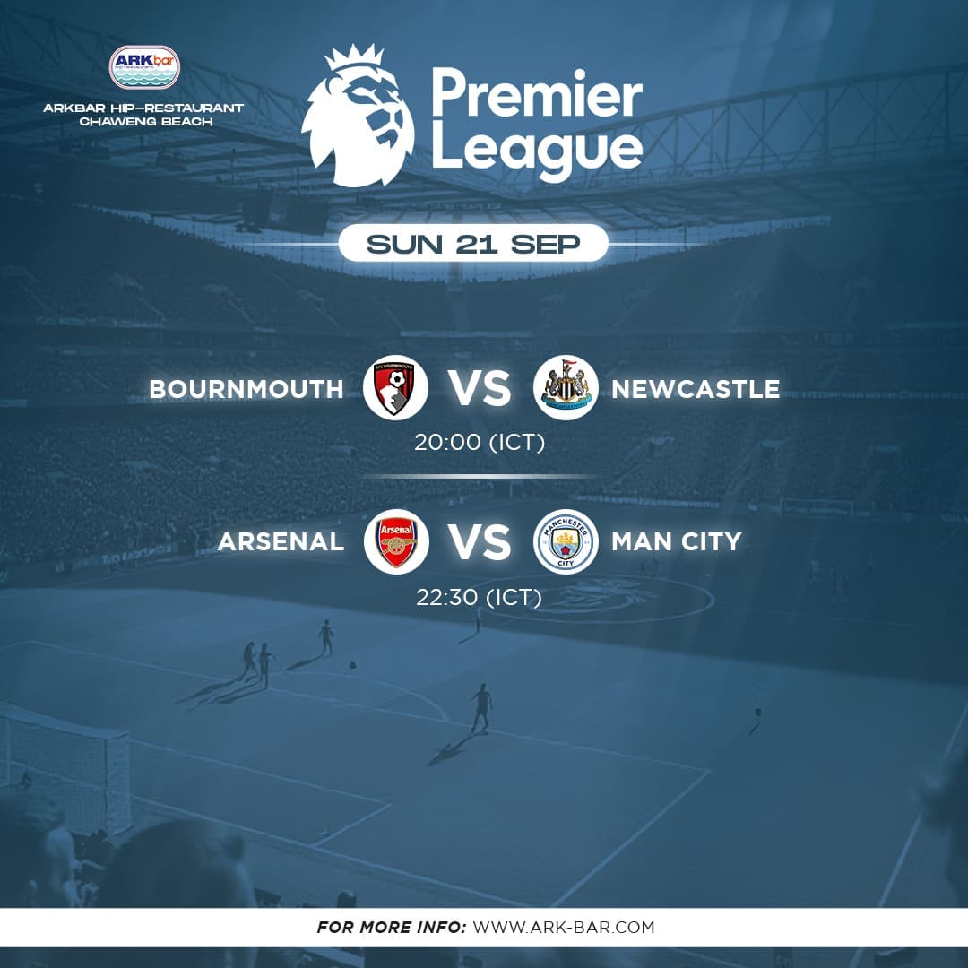Premier League matches at HIP Restaurant on 21 September 2025 including Bournemouth vs Newcastle and Arsenal vs Man City