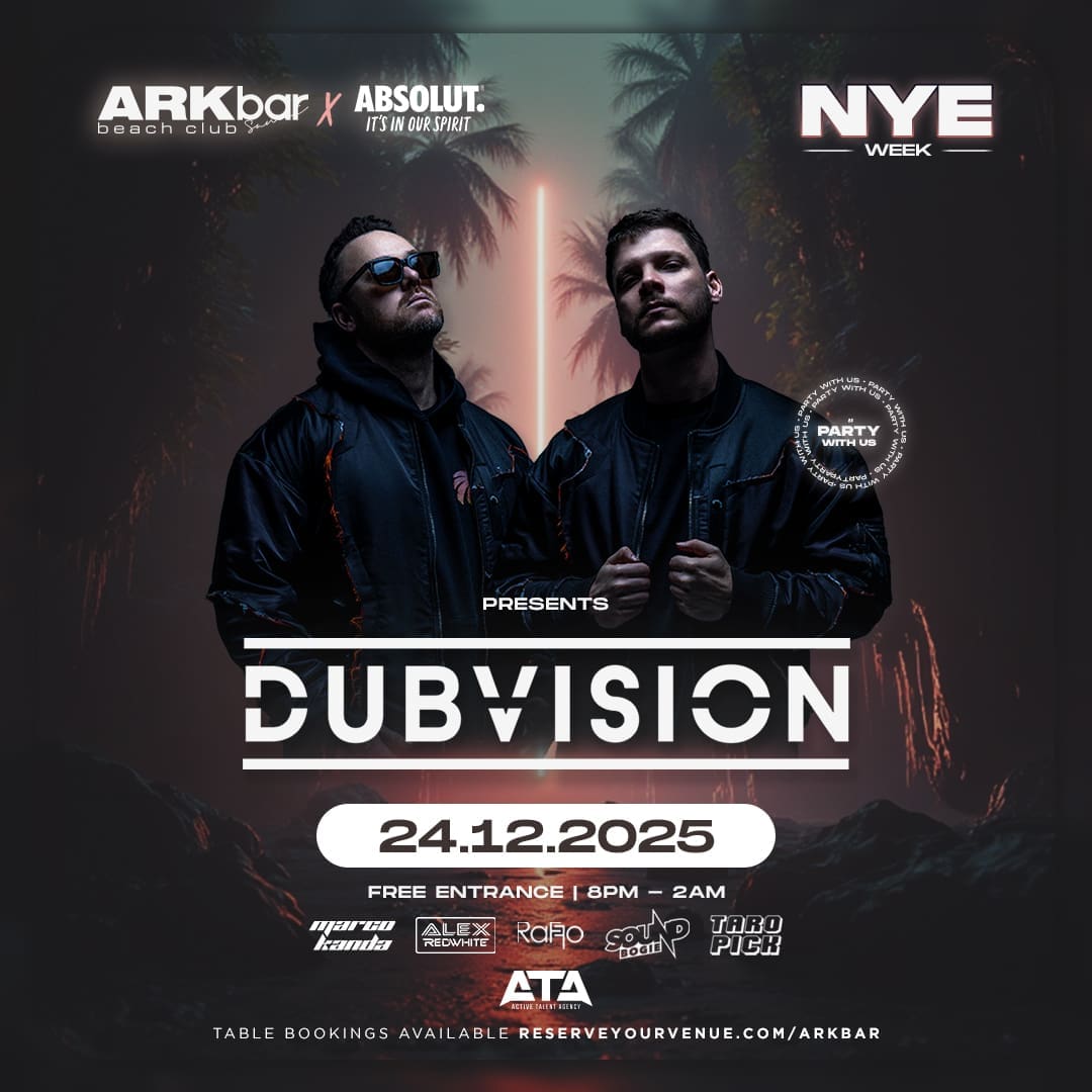 DubVision performing live at ARKbar Beach Club Koh Samui on 24 Dec 2025 during NYE Week presented by Absolut