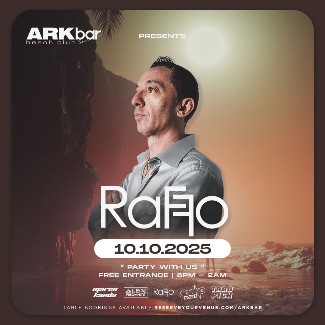 Raffo performing at ARKbar Beach Club on Friday, 10 October 2025