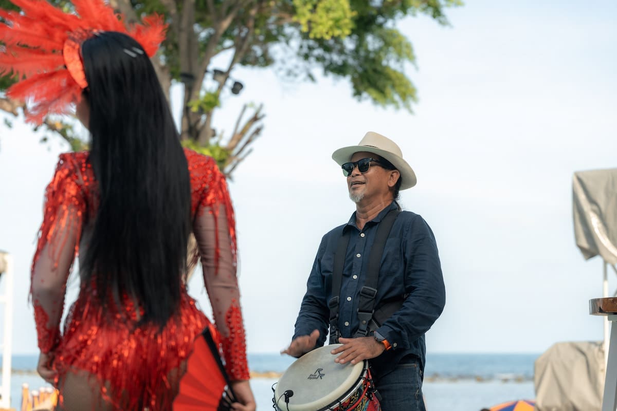 ARKbar beachfront pool party with live drummer Chaweng Beach Koh Samui
